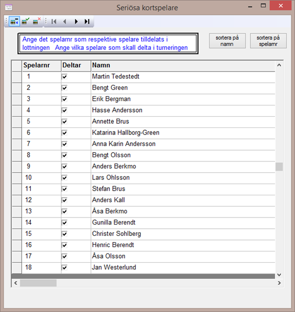 spelar tabell